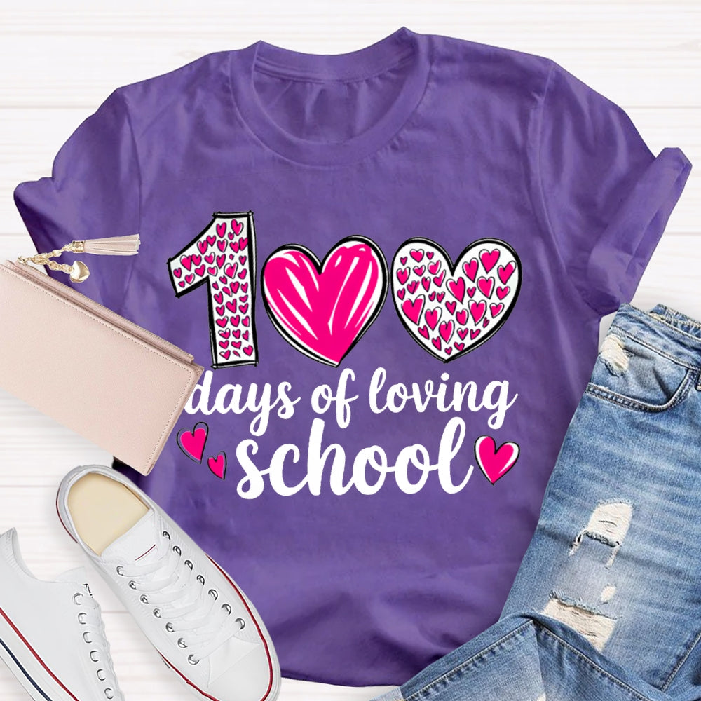 100 Days Of Loving School Heart Print T-shirt