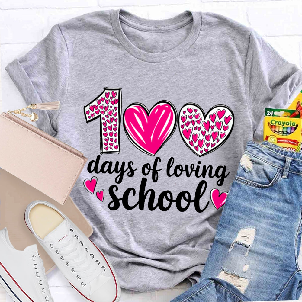 100 Days Of Loving School Heart Print T-shirt