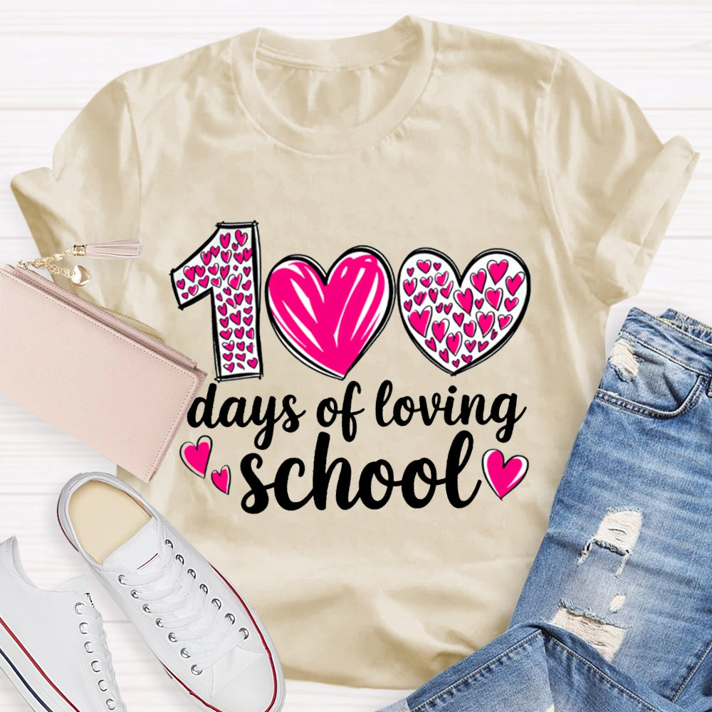 100 Days Of Loving School Heart Print T-shirt