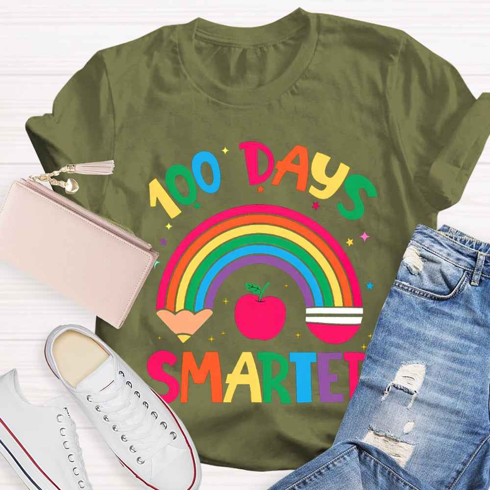 100 Days Smarter Rainbow Pencils And Apples T-shirt