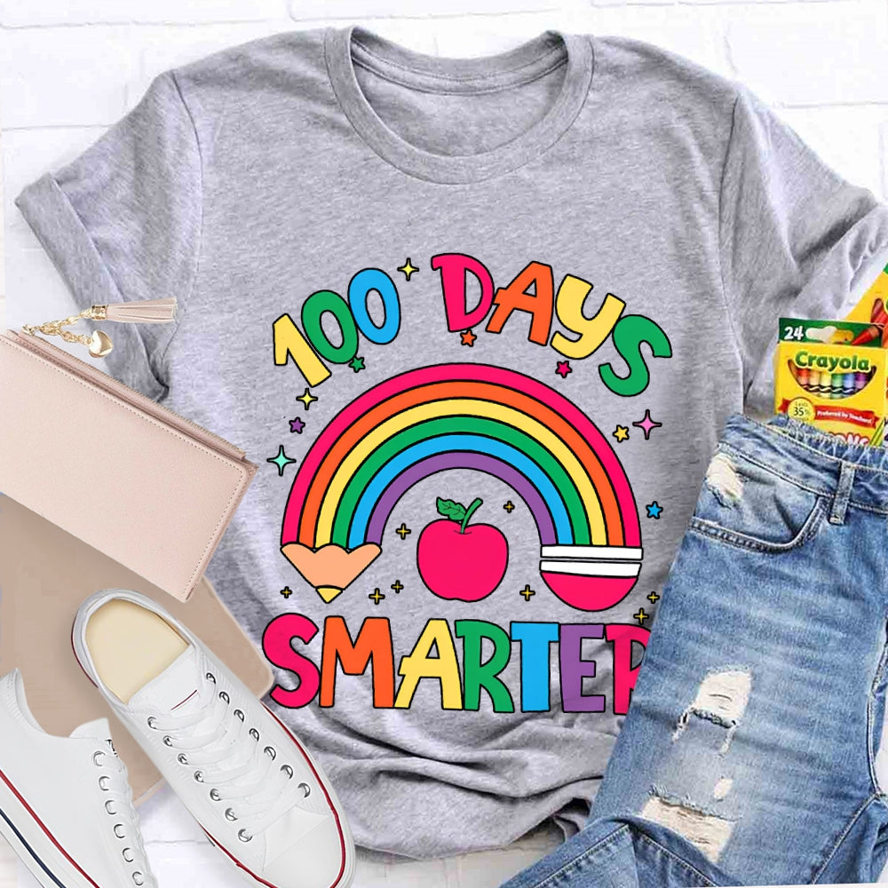 100 Days Smarter Rainbow Pencils And Apples T-shirt