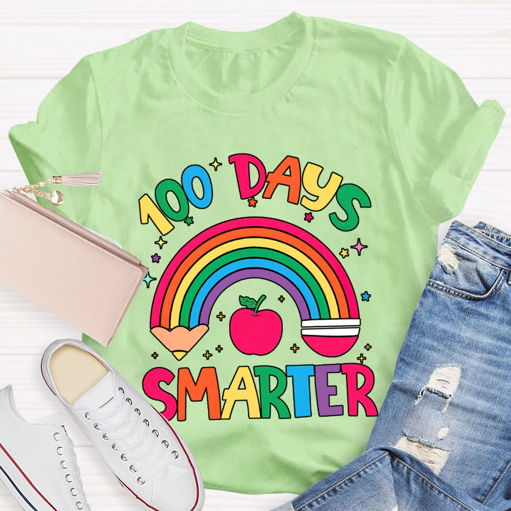 100 Days Smarter Rainbow Pencils And Apples T-shirt