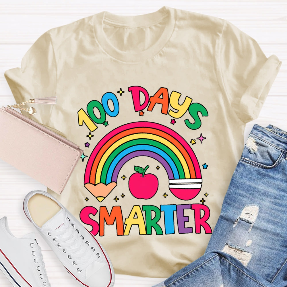100 Days Smarter Rainbow Pencils And Apples T-shirt