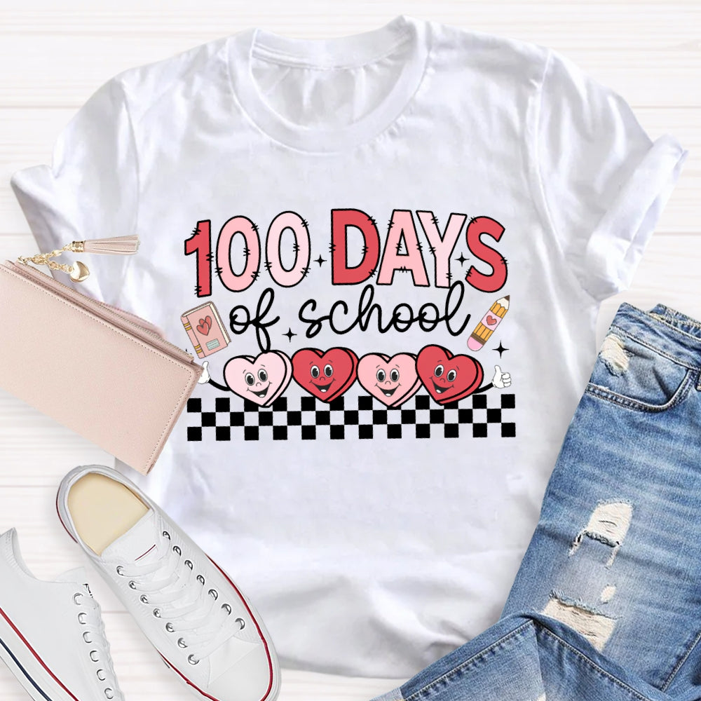 100 Days Of School Heart Valentine'S Day T-shirt