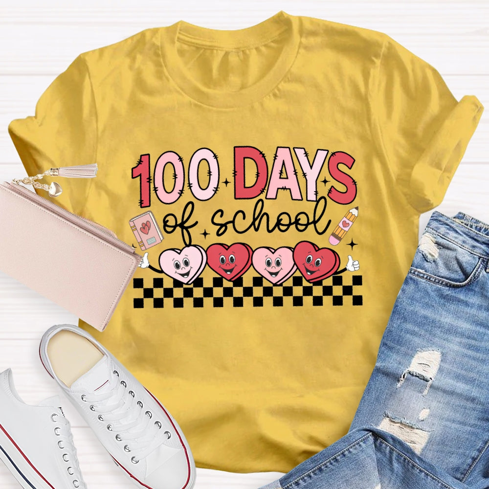 100 Days Of School Heart Valentine'S Day T-shirt