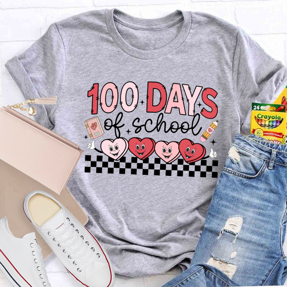 100 Days Of School Heart Valentine'S Day T-shirt