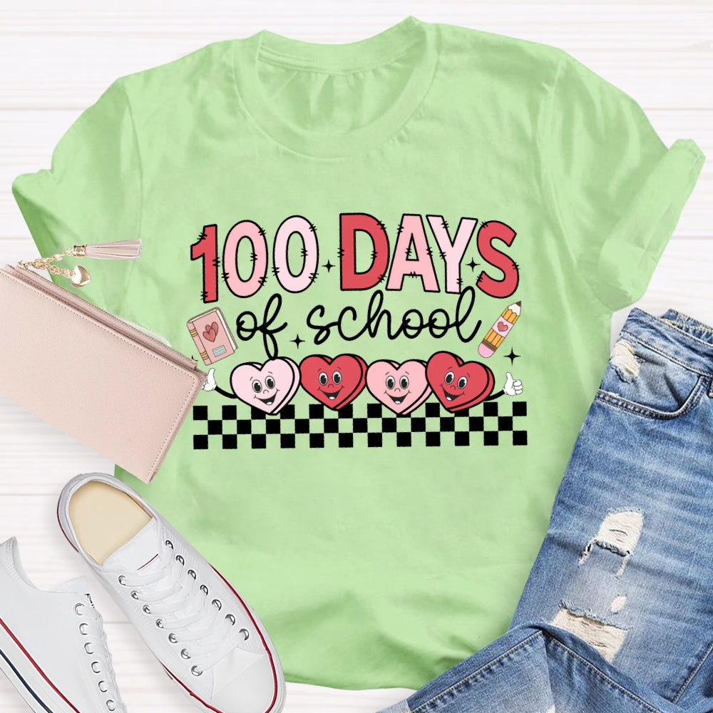 100 Days Of School Heart Valentine'S Day T-shirt