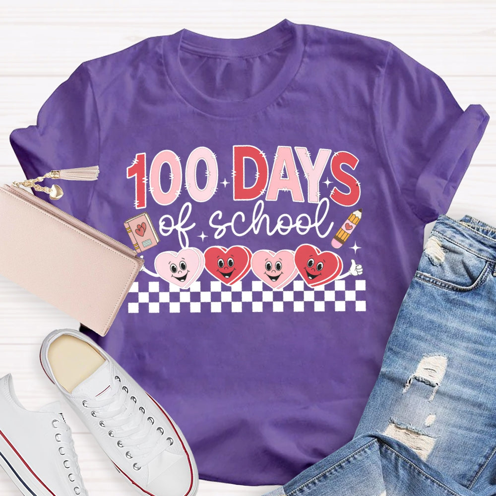100 Days Of School Heart Valentine'S Day T-shirt