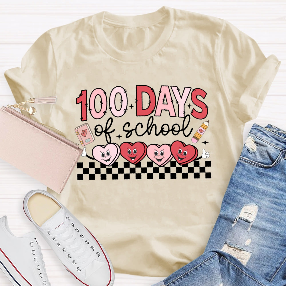 100 Days Of School Heart Valentine'S Day T-shirt