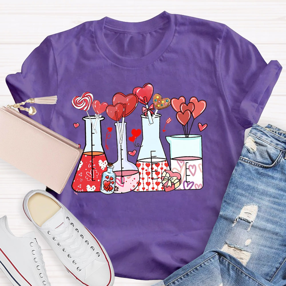 Heart And Experimental Bottle Science Teacher T-shirt