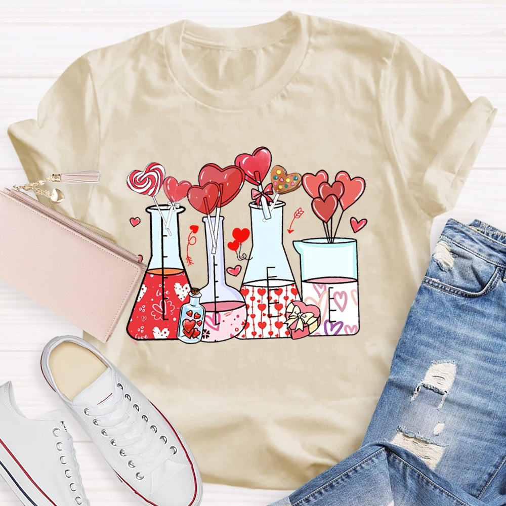 Heart And Experimental Bottle Science Teacher T-shirt