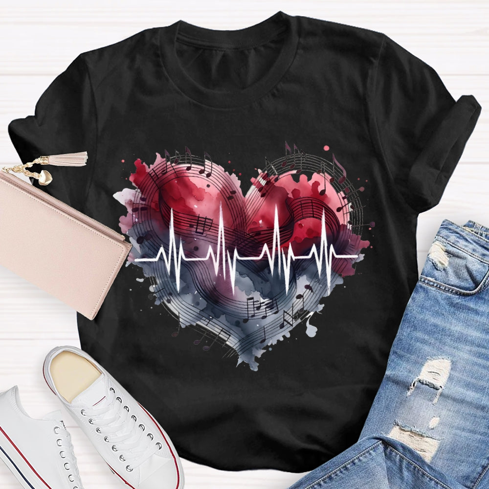 Music Teacher Heart And Valentine'S Day T-shirt