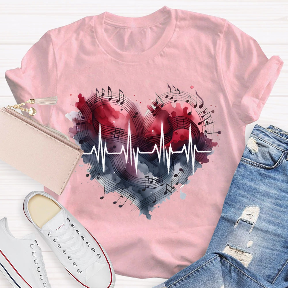 Music Teacher Heart And Valentine'S Day T-shirt