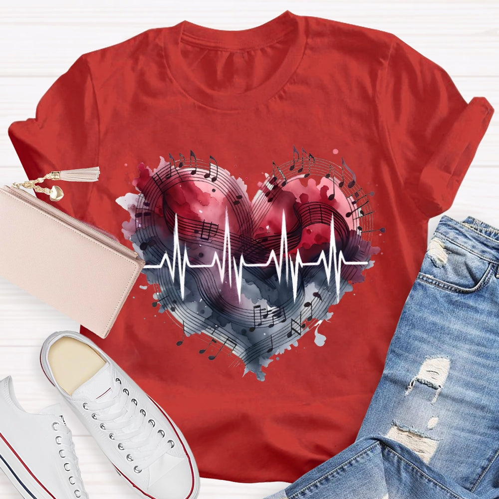Music Teacher Heart And Valentine'S Day T-shirt