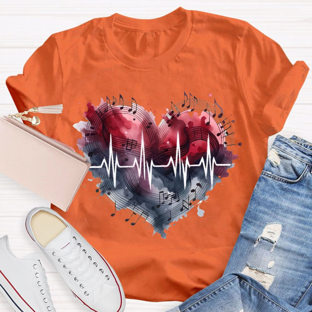 Music Teacher Heart And Valentine'S Day T-shirt