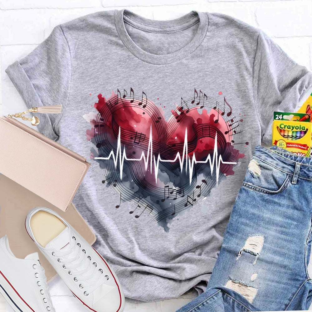 Music Teacher Heart And Valentine'S Day T-shirt