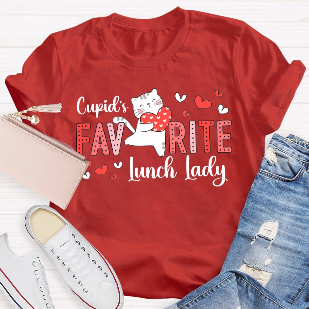 Cupid'S Favorite Lunch Lady Heart And Cat T-shirt