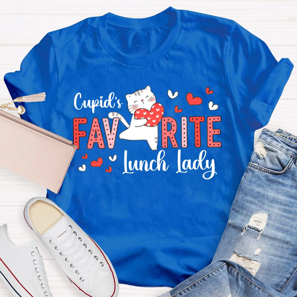 Cupid'S Favorite Lunch Lady Heart And Cat T-shirt
