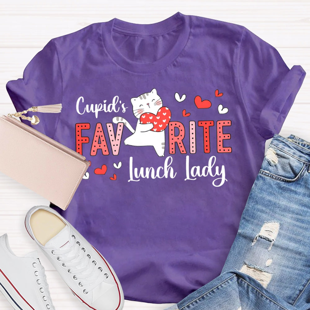 Cupid'S Favorite Lunch Lady Heart And Cat T-shirt