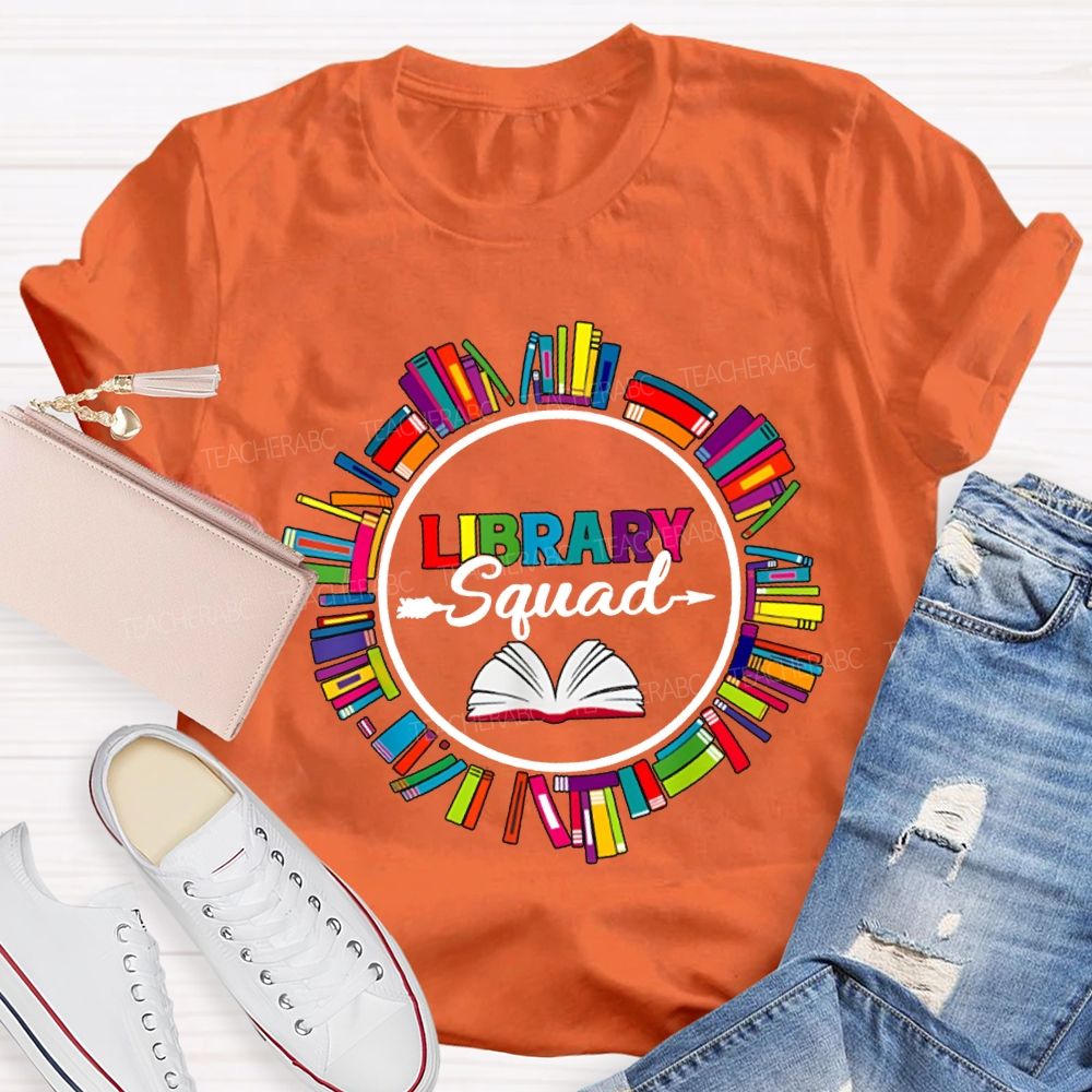 Library Squad Colored Books T-shirt