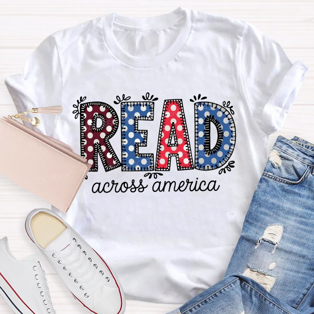 Read Across America Colorful Polka Dot Font T-shirt