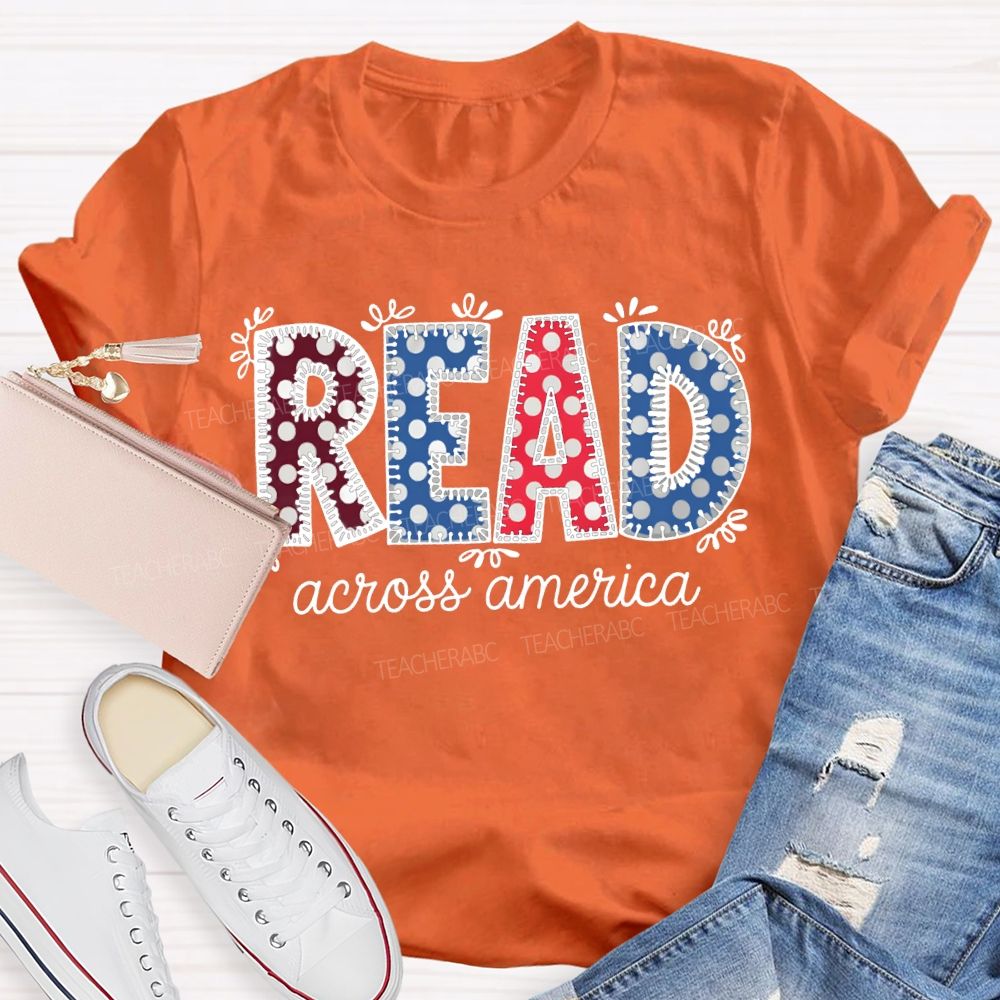Read Across America Colorful Polka Dot Font T-shirt