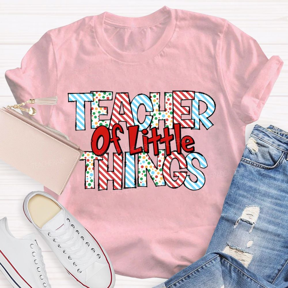 Teacher Or Little Things Colorful Polka Dot Font T-shirt