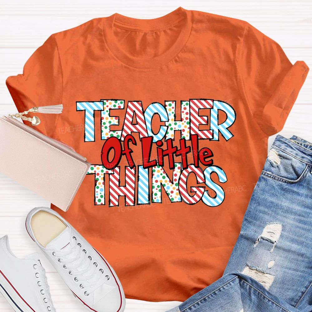 Teacher Or Little Things Colorful Polka Dot Font T-shirt