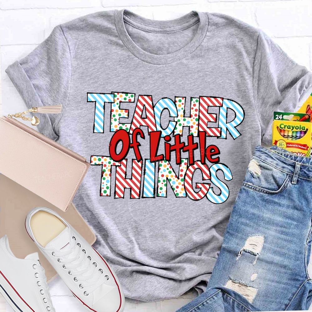 Teacher Or Little Things Colorful Polka Dot Font T-shirt