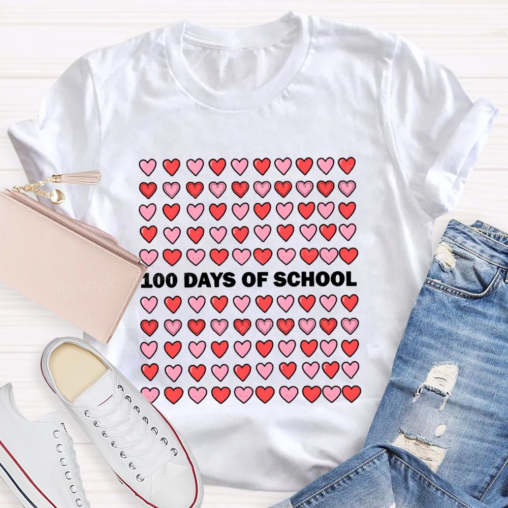 100 Days Of School Heart Valentine'S Day T-shirt