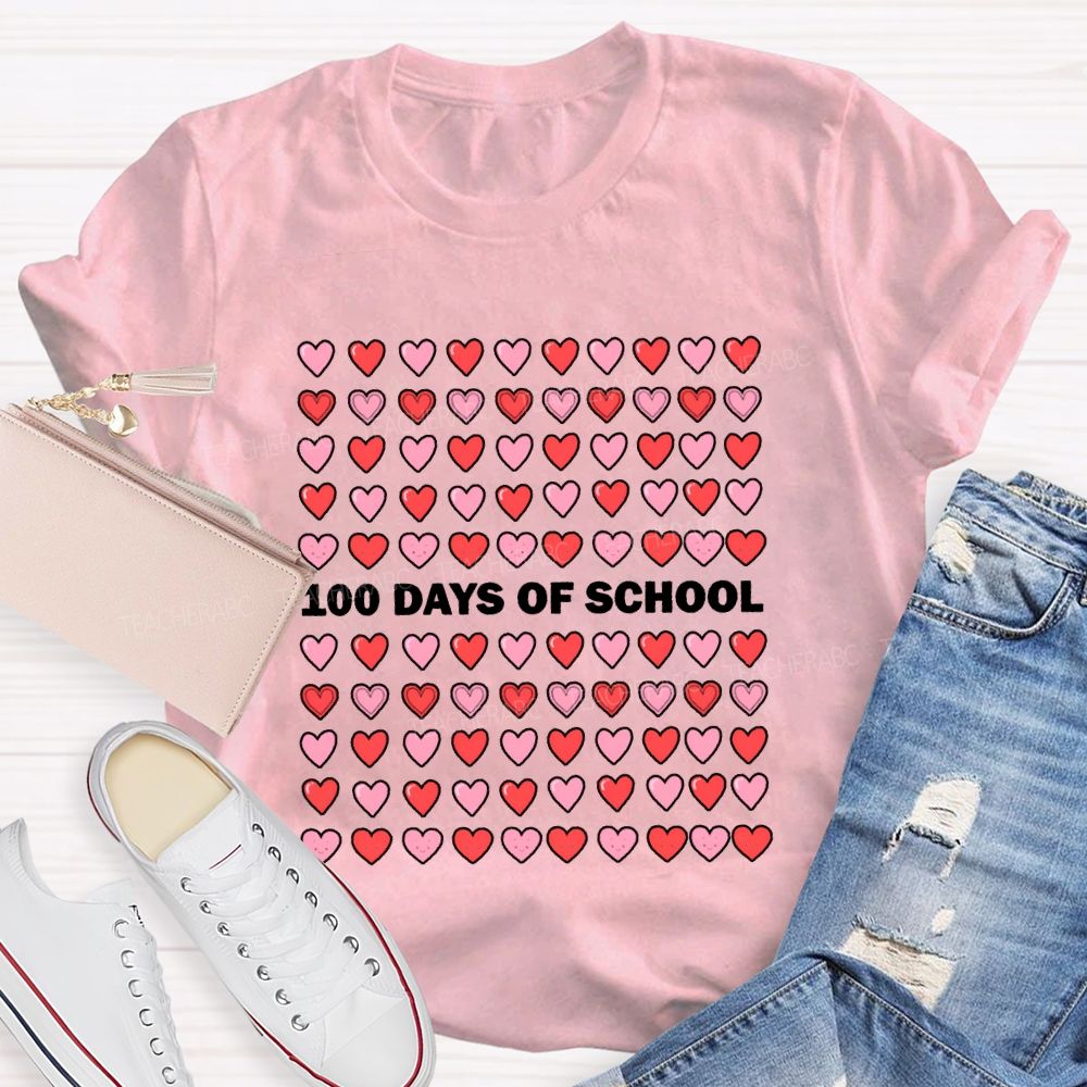 100 Days Of School Heart Valentine'S Day T-shirt