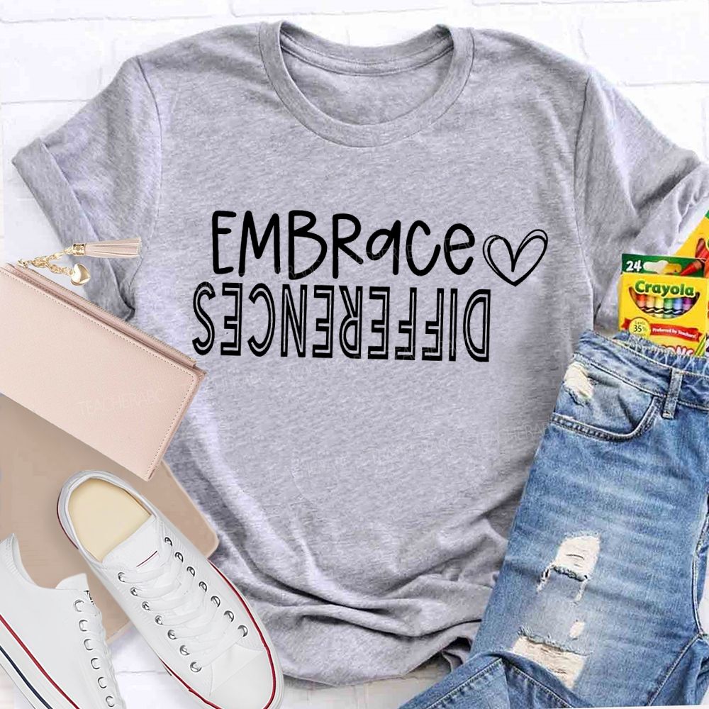 Embrace Difference Peach Heart Special Education T-shirt