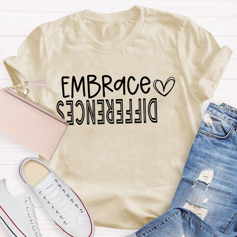 Embrace Difference Peach Heart Special Education T-shirt