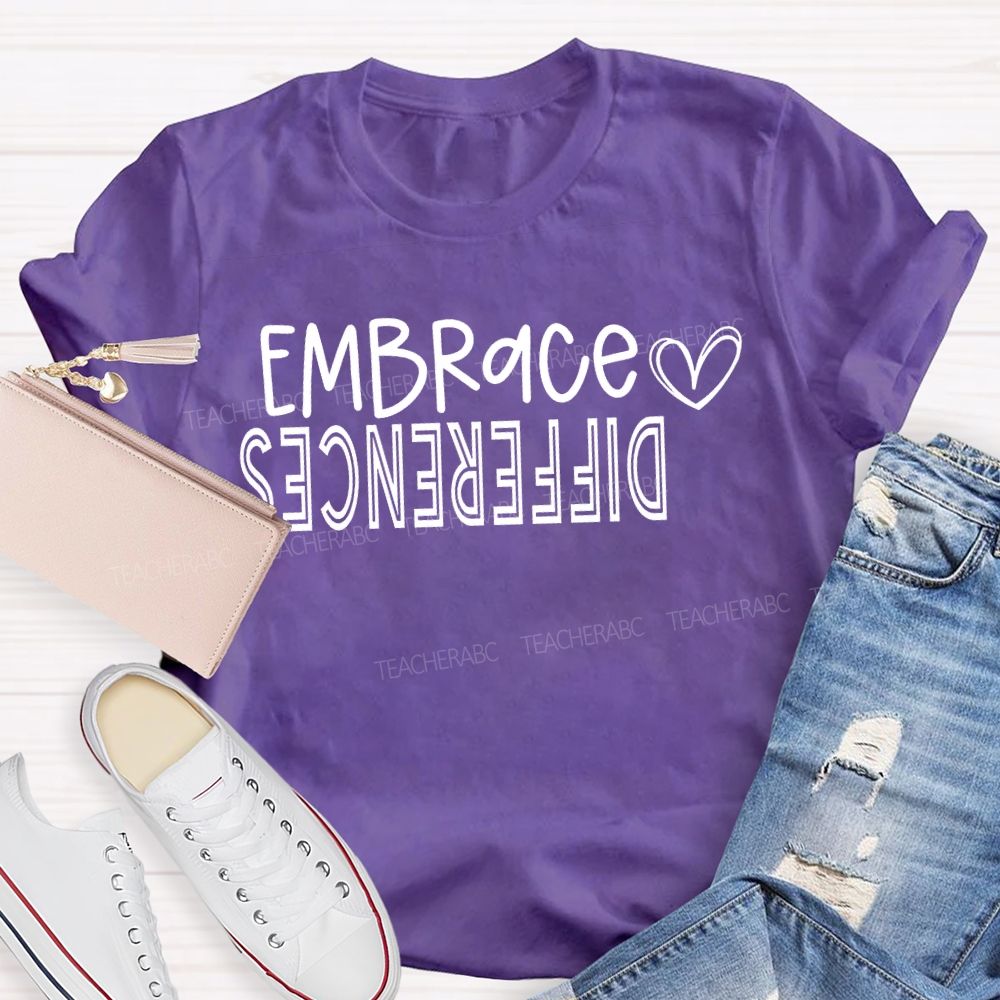 Embrace Difference Peach Heart Special Education T-shirt