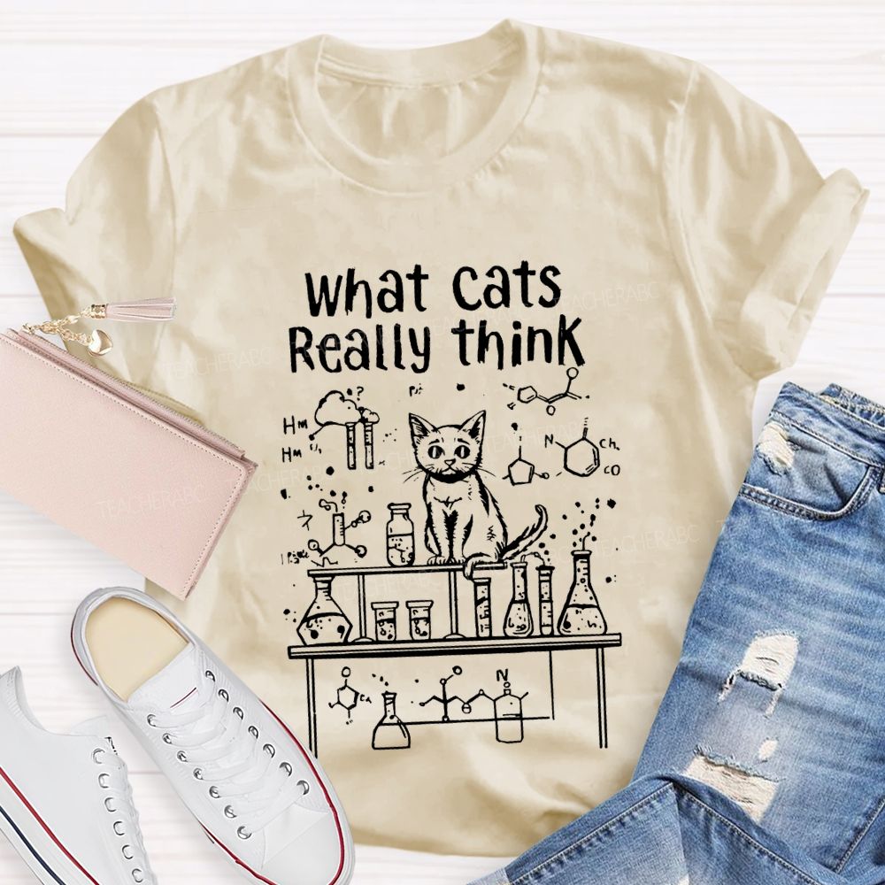 What Cats Really Think Cats And Lab Bottles Science Teacher T-shirt