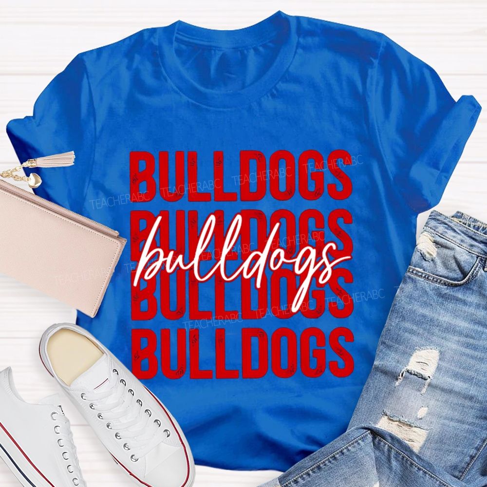 Personalized Mascot Bulldogs Colored Fonts T-shirt