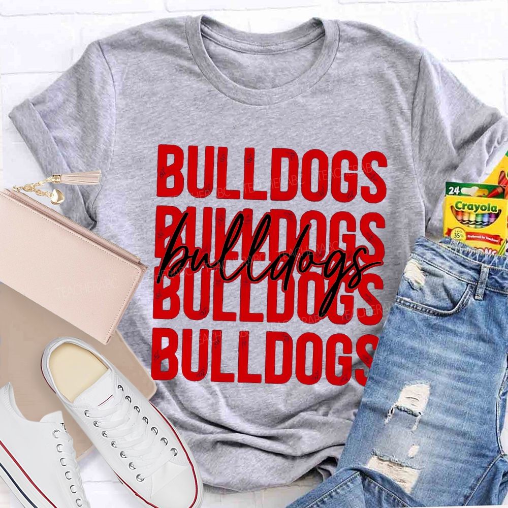 Personalized Mascot Bulldogs Colored Fonts T-shirt