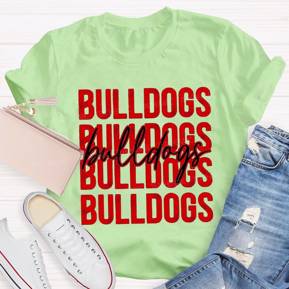 Personalized Mascot Bulldogs Colored Fonts T-shirt
