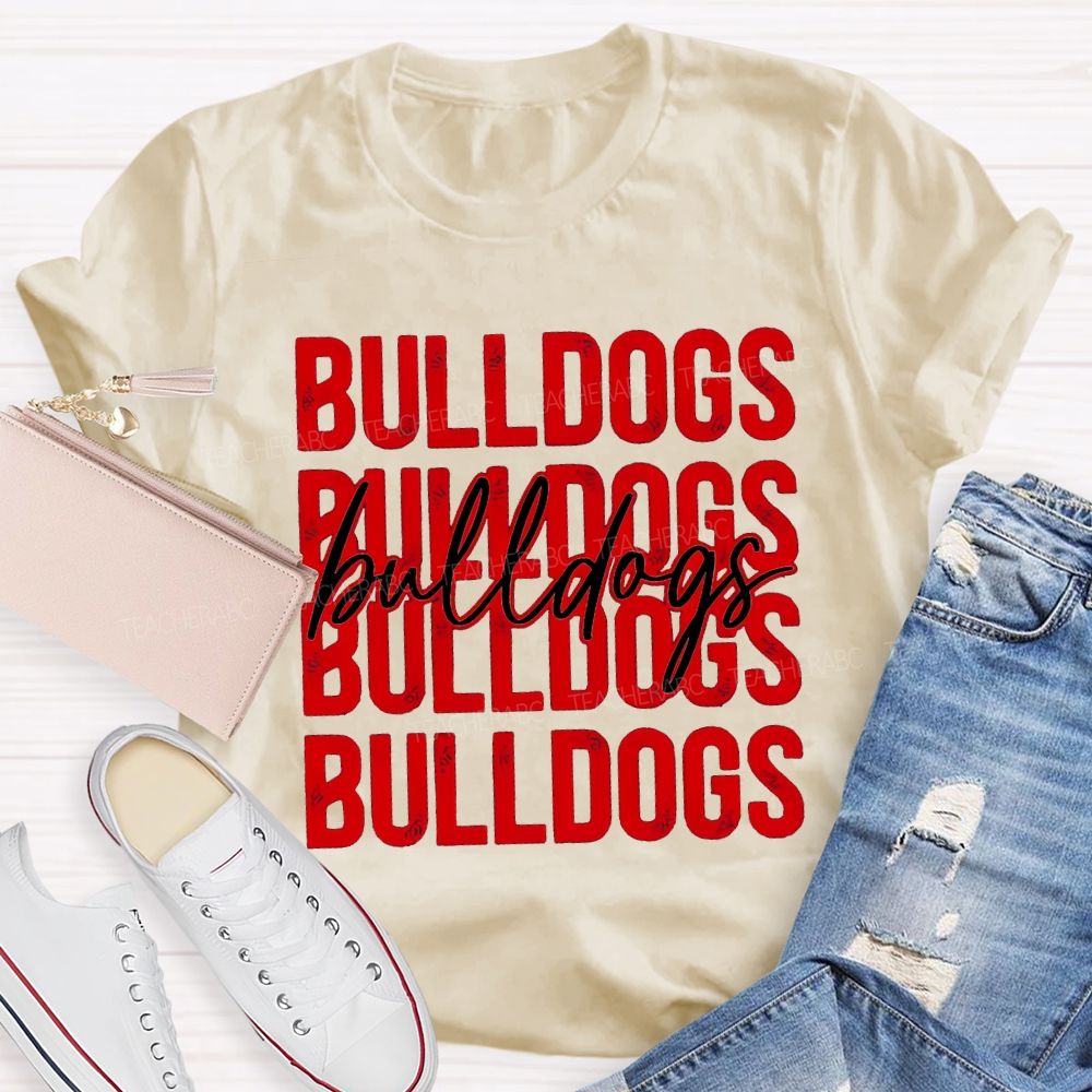 Personalized Mascot Bulldogs Colored Fonts T-shirt