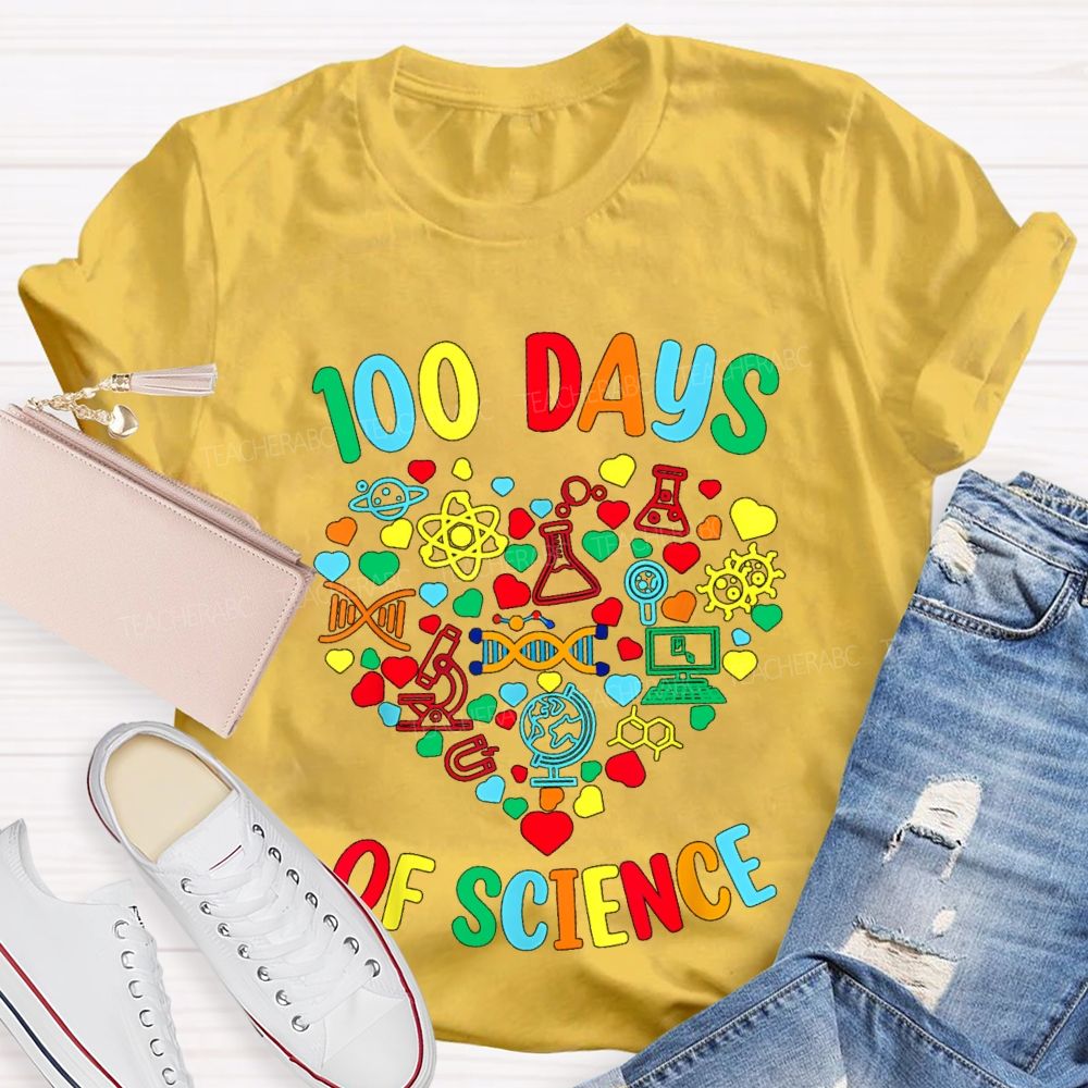 100 Days Of Science Colorful Heart T-Shirt