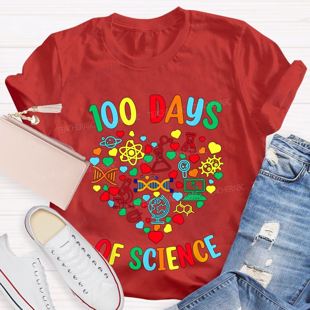 100 Days Of Science Colorful Heart T-Shirt