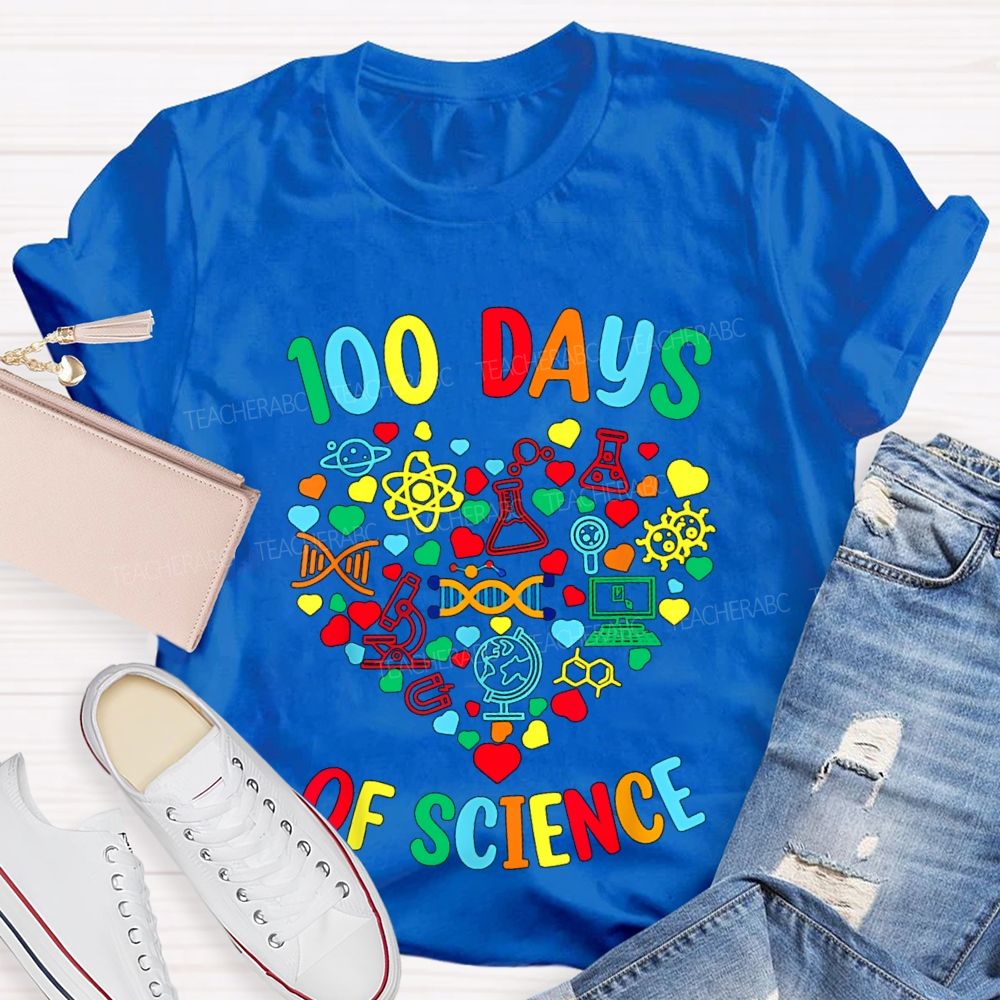 100 Days Of Science Colorful Heart T-Shirt