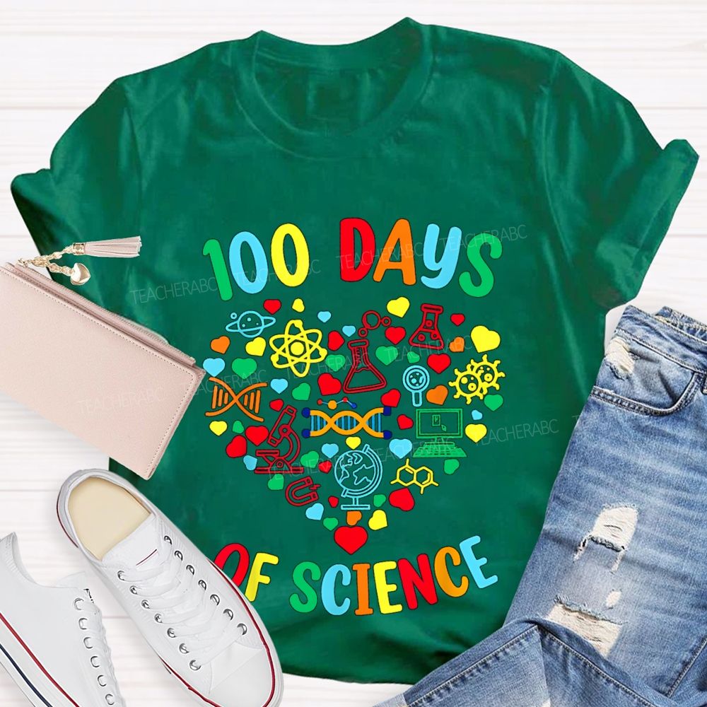 100 Days Of Science Colorful Heart T-Shirt