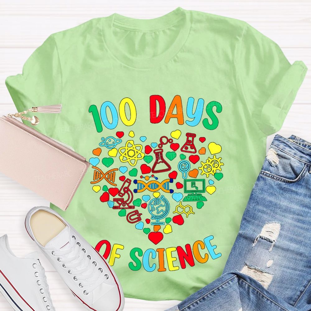 100 Days Of Science Colorful Heart T-Shirt