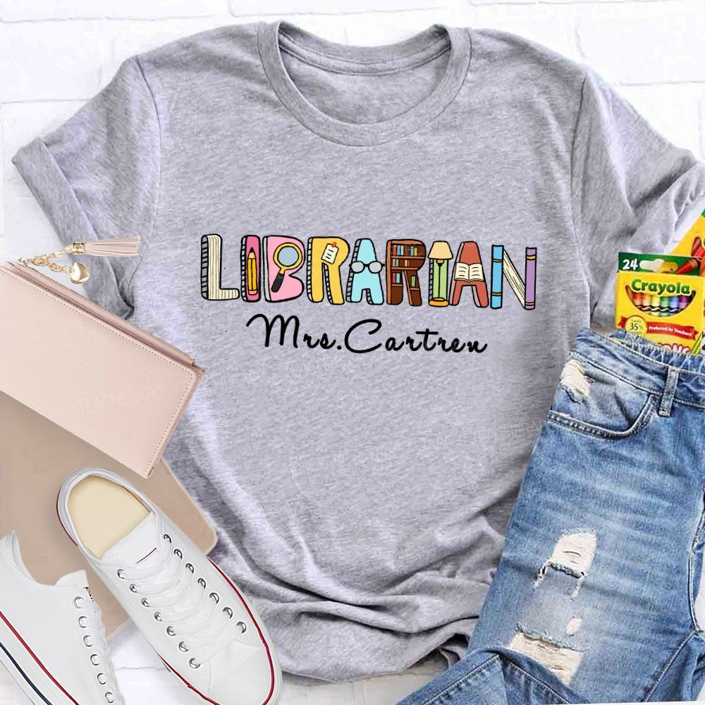 Personalized Library Name Bookshelf T-Shirt