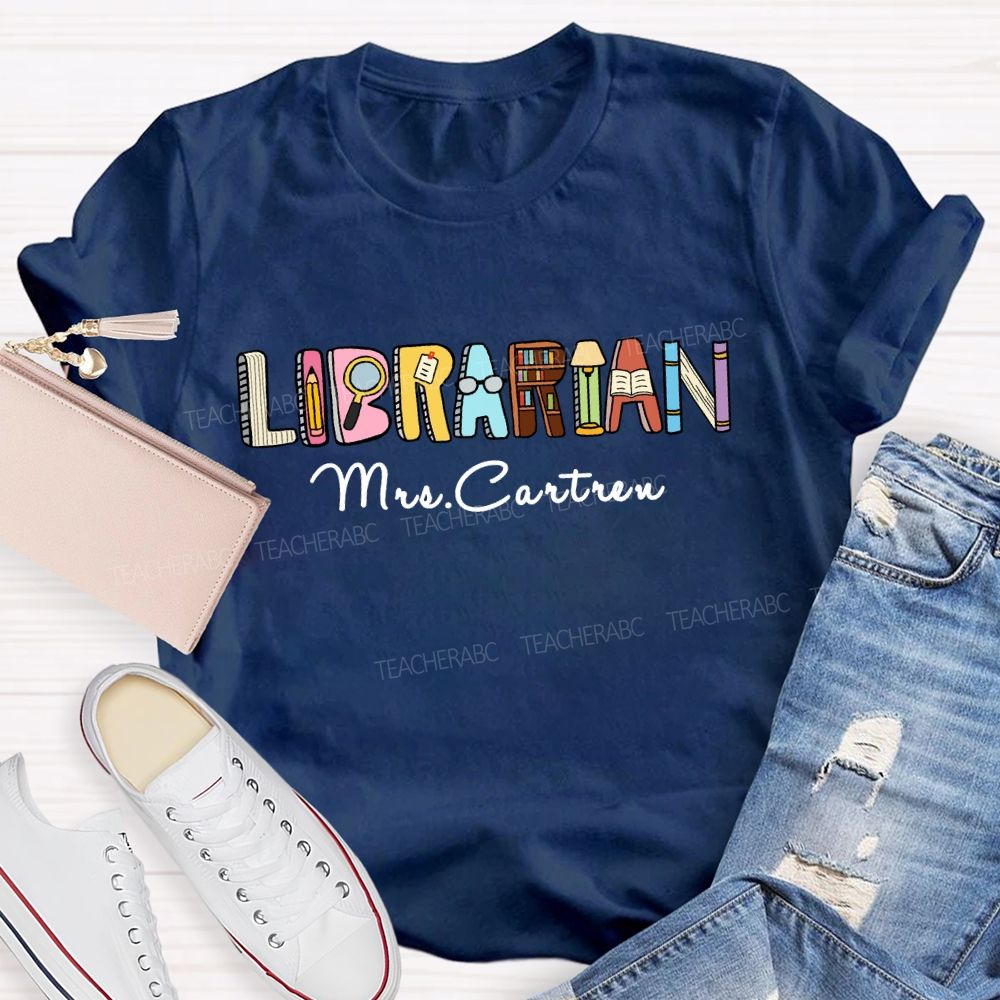 Personalized Library Name Bookshelf T-Shirt
