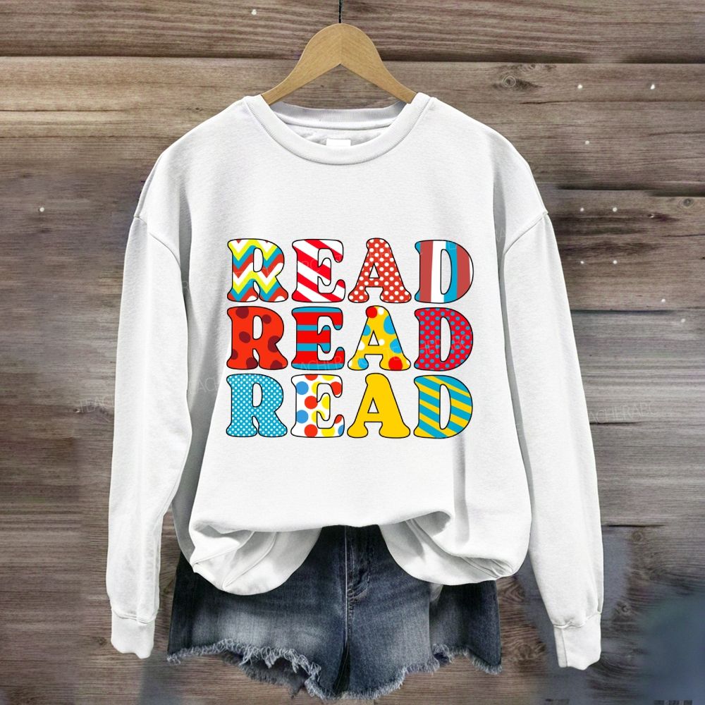 Read Read Across America Colorful Plaid Print Sweatshirt