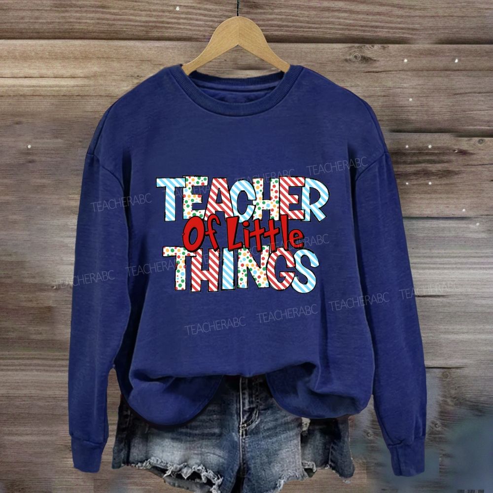 Teacher Or Little Things Colorful Polka Dot Font Sweatshirt
