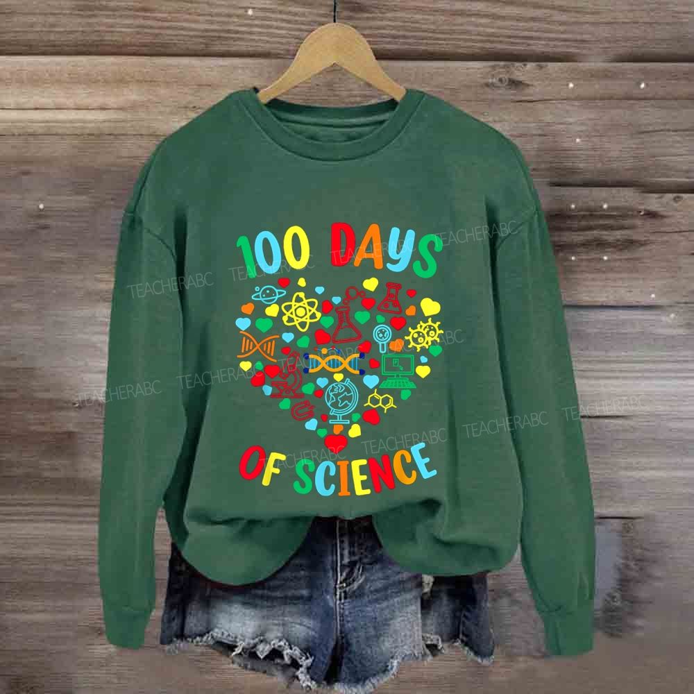 100 Days Of Science Colorful Heart Sweatshirt