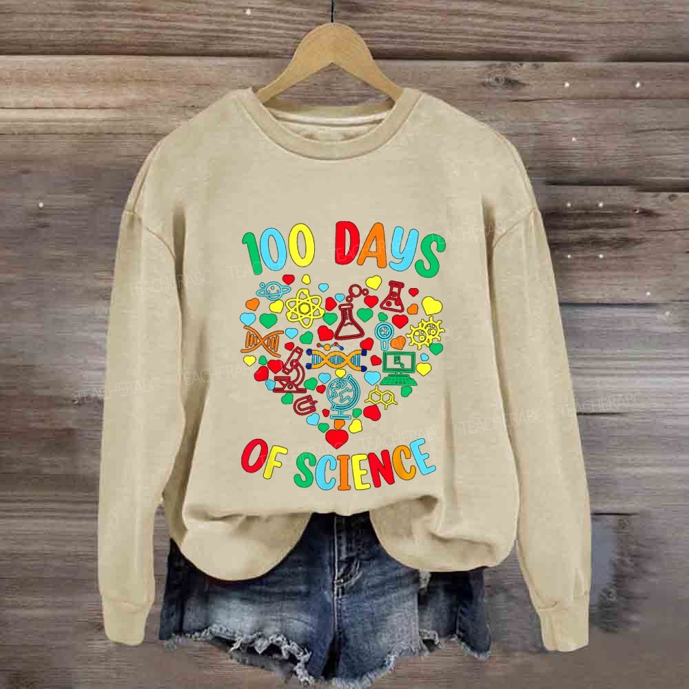100 Days Of Science Colorful Heart Sweatshirt